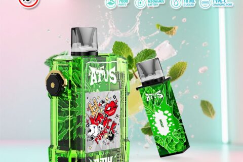 DE012 Einweg E-Zigarette 7000 Züge mit wiederaufladbar und einstellbarer Luftstrom ATVS Vape