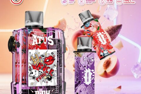 DE012 Einweg E-Zigarette 7000 Züge mit wiederaufladbar und einstellbarer Luftstrom ATVS Vape