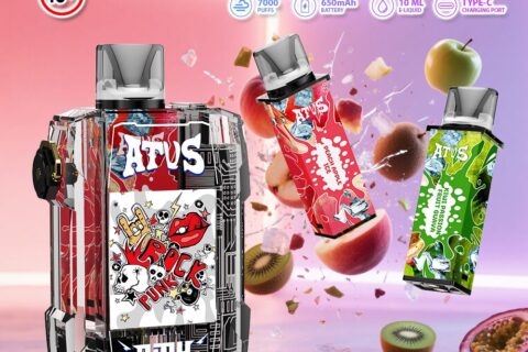DE012 Einweg E-Zigarette 7000 Züge mit wiederaufladbar und einstellbarer Luftstrom ATVS Vape