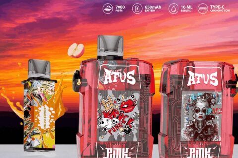 DE012 Einweg E-Zigarette 7000 Züge mit wiederaufladbar und einstellbarer Luftstrom ATVS Vape