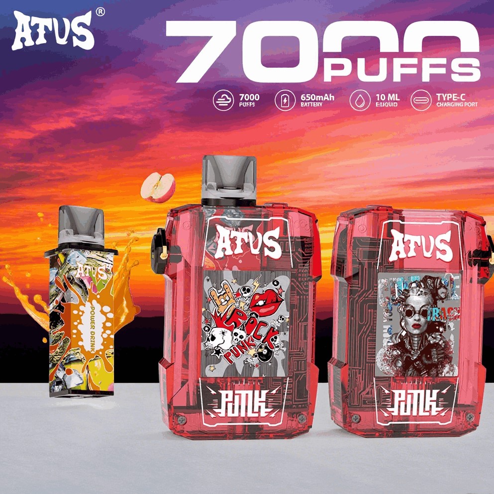 DE012 Einweg E-Zigarette 7000 Züge mit wiederaufladbar und einstellbarer Luftstrom ATVS Vape