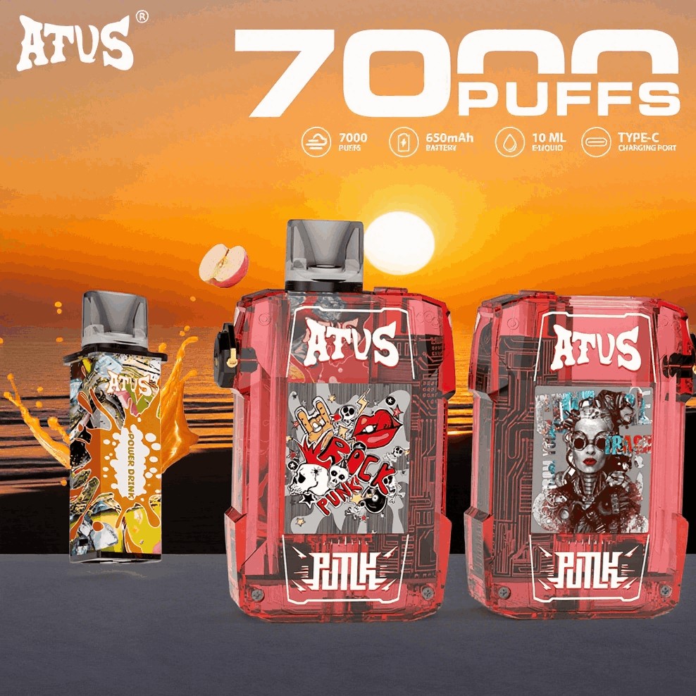 DE012 Einweg E-Zigarette 7000 Züge mit wiederaufladbar und einstellbarer Luftstrom ATVS Vape