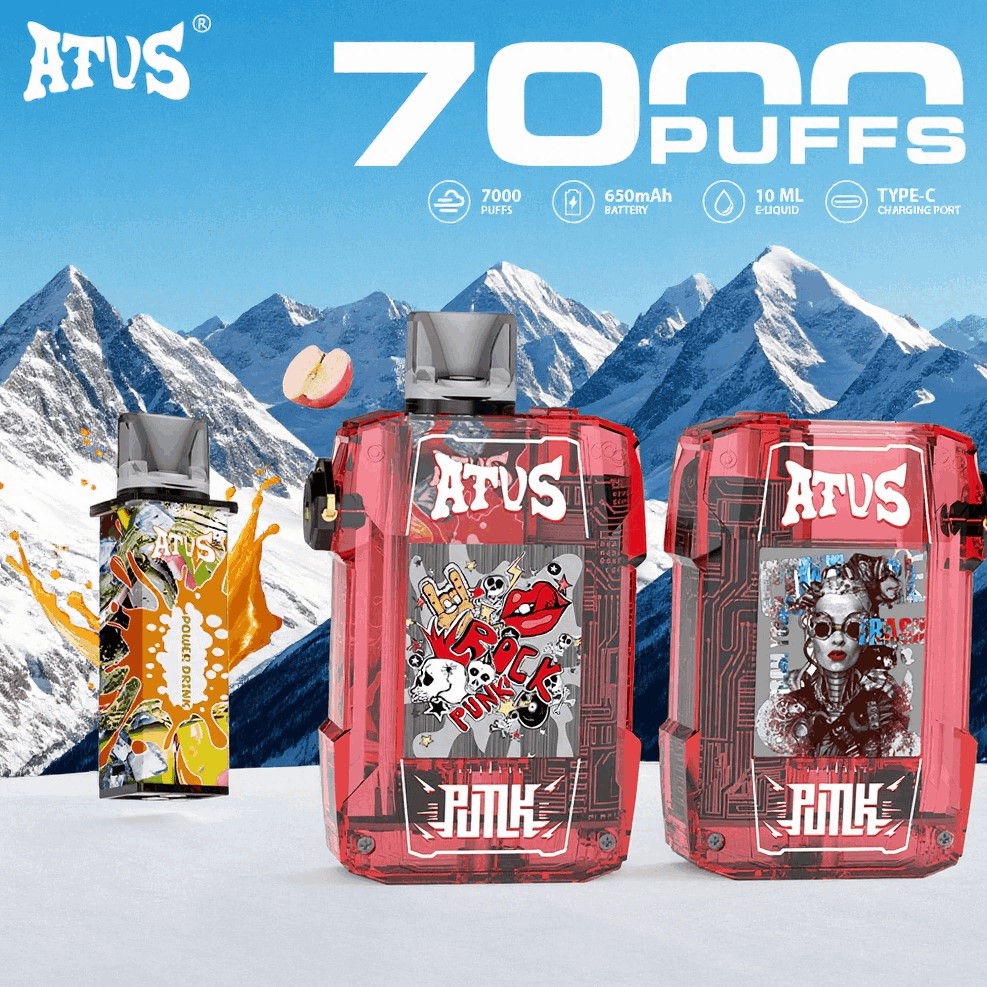 DE012 Einweg E-Zigarette 7000 Züge mit wiederaufladbar und einstellbarer Luftstrom ATVS Vape