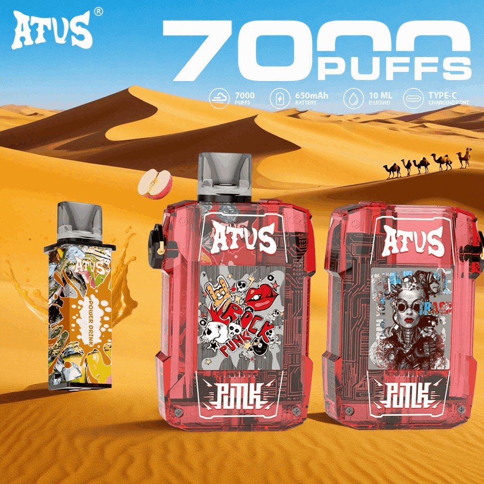 DE012 Einweg E-Zigarette 7000 Züge mit wiederaufladbar und einstellbarer Luftstrom ATVS Vape