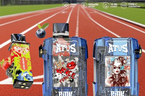 DE012 Einweg E-Zigarette 7000 Züge mit wiederaufladbar und einstellbarer Luftstrom ATVS Vape