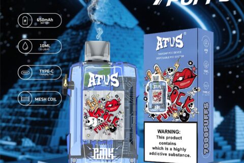 DE012 Einweg E-Zigarette 7000 Züge mit wiederaufladbar und einstellbarer Luftstrom ATVS Vape