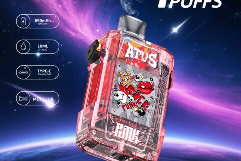 DE012 Einweg E-Zigarette 7000 Züge mit wiederaufladbar und einstellbarer Luftstrom ATVS Vape