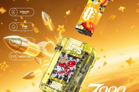 DE012 Einweg E-Zigarette 7000 Züge mit wiederaufladbar und einstellbarer Luftstrom ATVS Vape