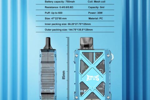 DE012 MAX Einweg E-Zigarette mit wiederaufladbar und einstellbarer Luftstrom ATVS Vape
