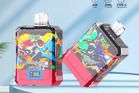 DE013A Einweg E-Zigarette 12000 Züge mit LED-Anzeige wiederaufladbar und einstellbarer Luftstrom ATVS Vape