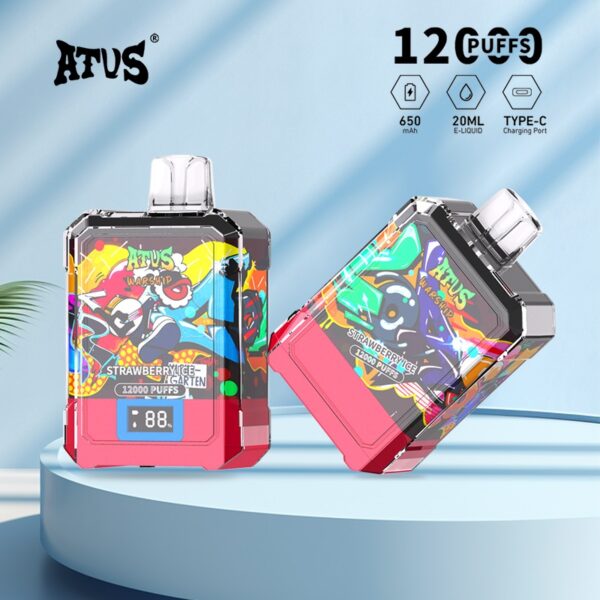 DE013A Einweg E-Zigarette 12000 Züge mit LED-Anzeige wiederaufladbar und einstellbarer Luftstrom ATVS Vape