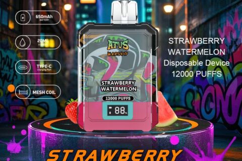 DE013A Einweg E-Zigarette 12000 Zuge mit LED-Anzeige wiederaufladbar und einstellbarer Luftstrom ATVS Vape