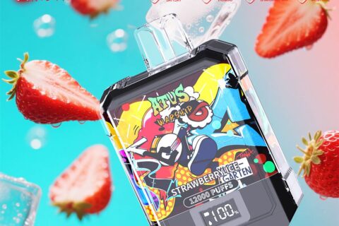 DE013A Einweg E-Zigarette 12000 Zuge mit LED-Anzeige wiederaufladbar und einstellbarer Luftstrom ATVS Vape