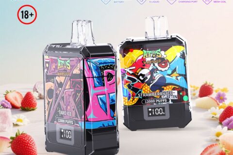 DE013A Einweg E-Zigarette 12000 Zuge mit LED-Anzeige wiederaufladbar und einstellbarer Luftstrom ATVS Vape