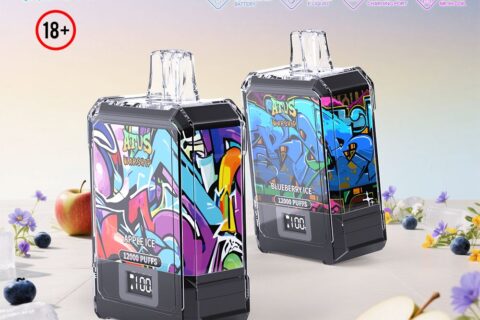 DE013A Einweg E-Zigarette 12000 Zuge mit LED-Anzeige wiederaufladbar und einstellbarer Luftstrom ATVS Vape