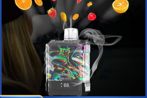 DE013A Einweg E-Zigarette 12000 Zuge mit LED-Anzeige wiederaufladbar und einstellbarer Luftstrom ATVS Vape