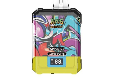 DE013A Einweg E-Zigarette 12000 Zuge mit LED-Anzeige wiederaufladbar und einstellbarer Luftstrom ATVS Vape