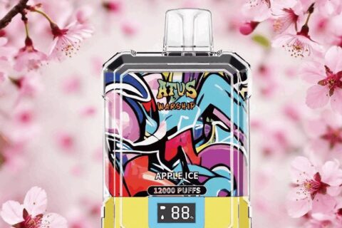 DE013A Einweg E-Zigarette 12000 Zuge mit LED-Anzeige wiederaufladbar und einstellbarer Luftstrom ATVS Vape