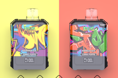 DE013A Einweg E-Zigarette 12000 Zuge mit LED-Anzeige wiederaufladbar und einstellbarer Luftstrom ATVS Vape