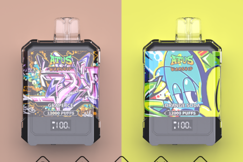 DE013A Einweg E-Zigarette 12000 Zuge mit LED-Anzeige wiederaufladbar und einstellbarer Luftstrom ATVS Vape