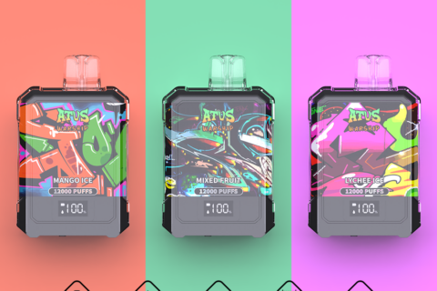 DE013A Einweg E-Zigarette 12000 Zuge mit LED-Anzeige wiederaufladbar und einstellbarer Luftstrom ATVS Vape