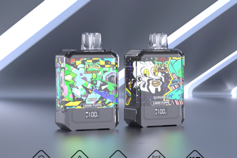 DE013A Einweg E-Zigarette 12000 Zuge mit LED-Anzeige wiederaufladbar und einstellbarer Luftstrom ATVS Vape