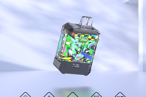 DE013A Einweg E-Zigarette 12000 Zuge mit LED-Anzeige wiederaufladbar und einstellbarer Luftstrom ATVS Vape