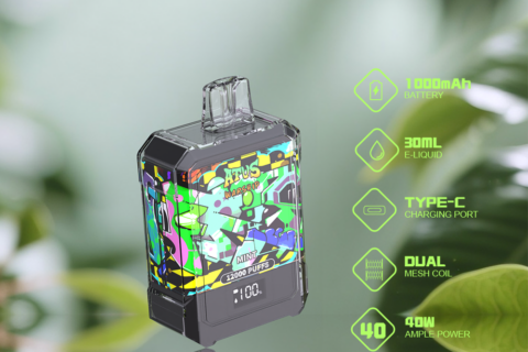 DE013A Einweg E-Zigarette 12000 Zuge mit LED-Anzeige wiederaufladbar und einstellbarer Luftstrom ATVS Vape