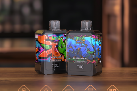 DE013A Einweg E-Zigarette 12000 Zuge mit LED-Anzeige wiederaufladbar und einstellbarer Luftstrom ATVS Vape