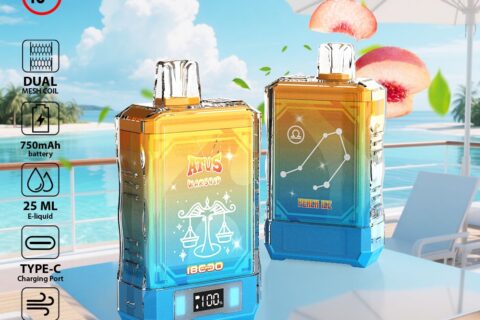 DE015 Einweg E-Zigaretten 18000 Züge mit LED-Anzeige wiederaufladbar und einstellbarer Luftstrom ATVS Vape E-Zigarette