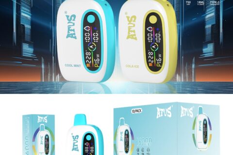 DE016 Einweg E-Zigarette 16000 Züge mit LED-Anzeige wiederaufladbar und einstellbarer Luftstrom ATVS Vape E-Zigaretten