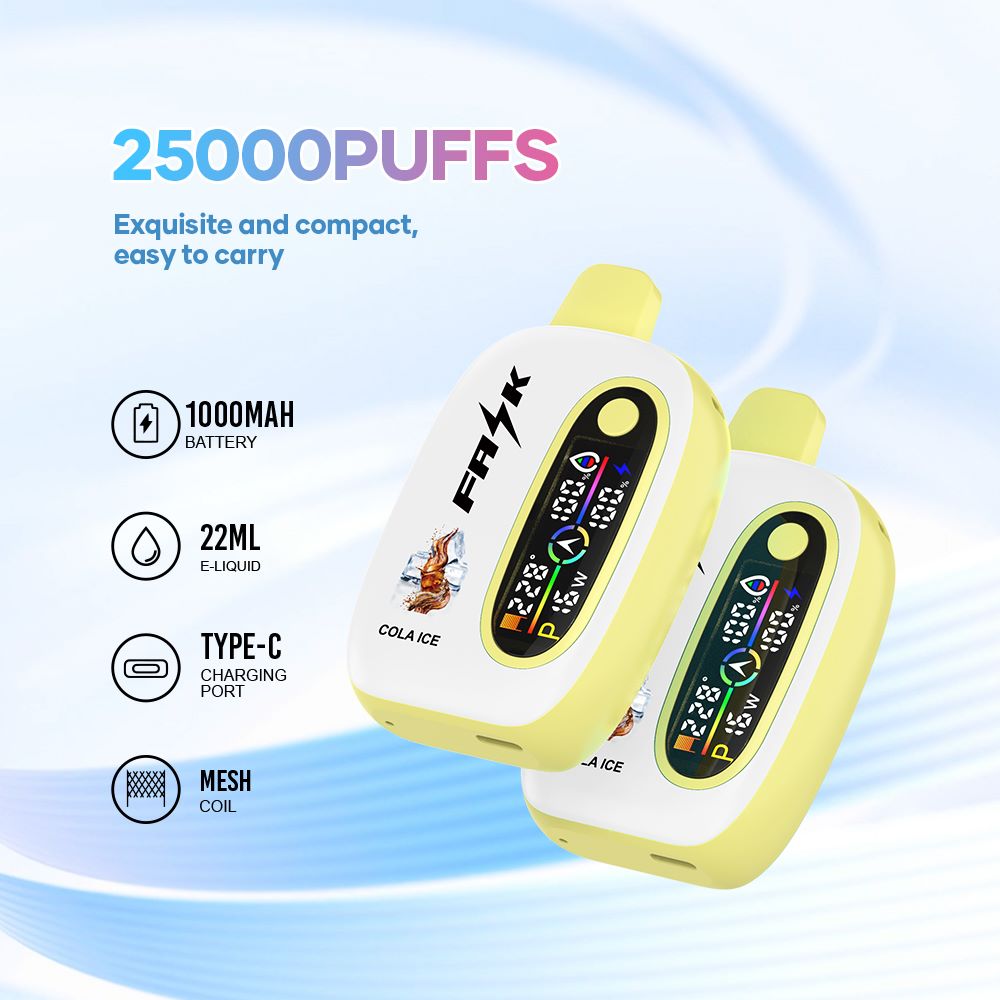 DE016 Einweg E-Zigarette 25000 Züge mit LED-Anzeige wiederaufladbar und einstellbarer Luftstrom ATVS Vape E-Zigaretten