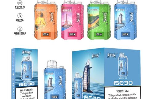 DE017 Einweg E-Zigaretten 15000 Züge mit LED-Anzeige wiederaufladbar und einstellbarer Luftstrom ATVS Vape E-Zigarette