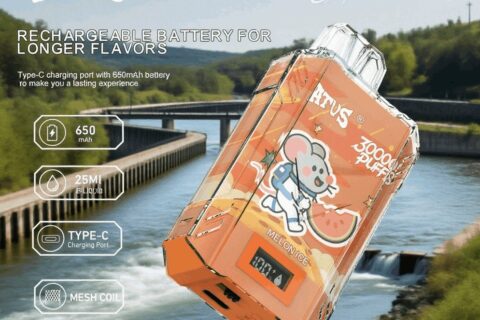 DE017 Einweg E-Zigaretten 30000 Züge mit LED-Anzeige wiederaufladbar und einstellbarer Luftstrom ATVS Vape E-Zigarette