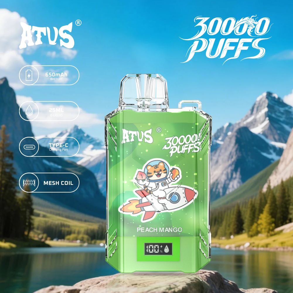 DE017 Einweg E-Zigaretten 30000 Züge mit LED-Anzeige wiederaufladbar und einstellbarer Luftstrom ATVS Vape E-Zigarette