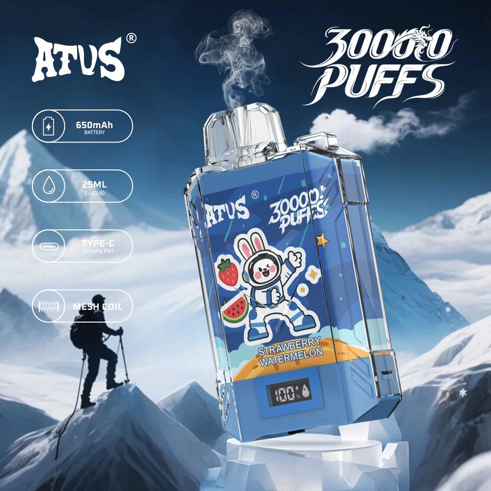 DE017 Einweg E-Zigaretten 30000 Züge mit LED-Anzeige wiederaufladbar und einstellbarer Luftstrom ATVS Vape E-Zigarette
