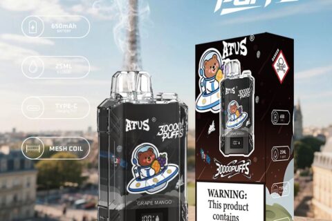 DE017 Einweg E-Zigaretten 30000 Züge mit LED-Anzeige wiederaufladbar und einstellbarer Luftstrom ATVS Vape E-Zigarette