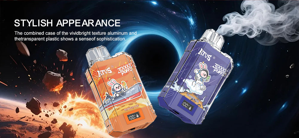 DE017 Einweg E-Zigaretten 30000 Züge mit LED-Anzeige wiederaufladbar und einstellbarer Luftstrom ATVS Vape E-Zigarette