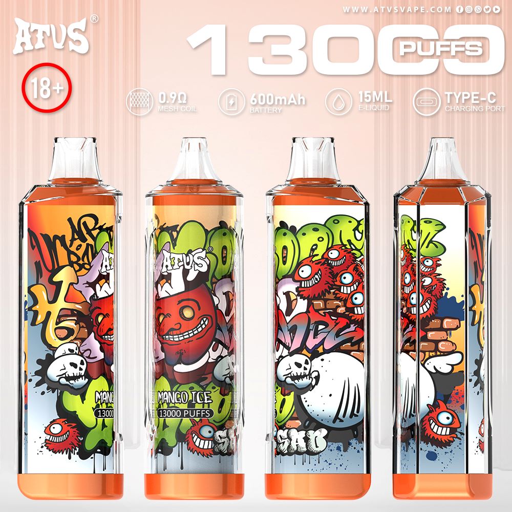 DE018 Einweg E-Zigarette 13000 Züge mit wiederaufladbarem ATVS Vape