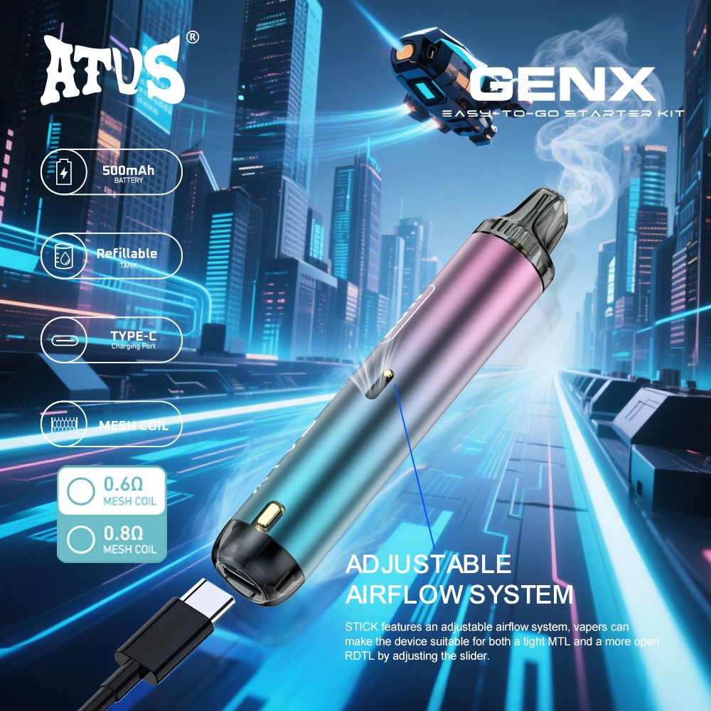 DE020 Vorgefüllter Pod Kit System Vorrichtung mit einstellbarer Luftstrom MTL RDL ATVS Vape