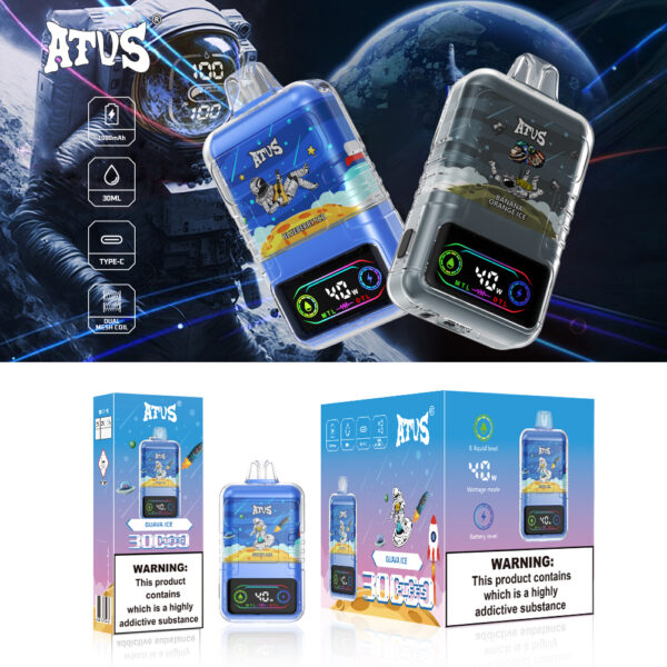 DE021 Einweg E-Zigarette 30000 Züge mit LED-Anzeige wiederaufladbar und einstellbarer Luftstrom MTL DTL ATVS Vape E-Zigaretten