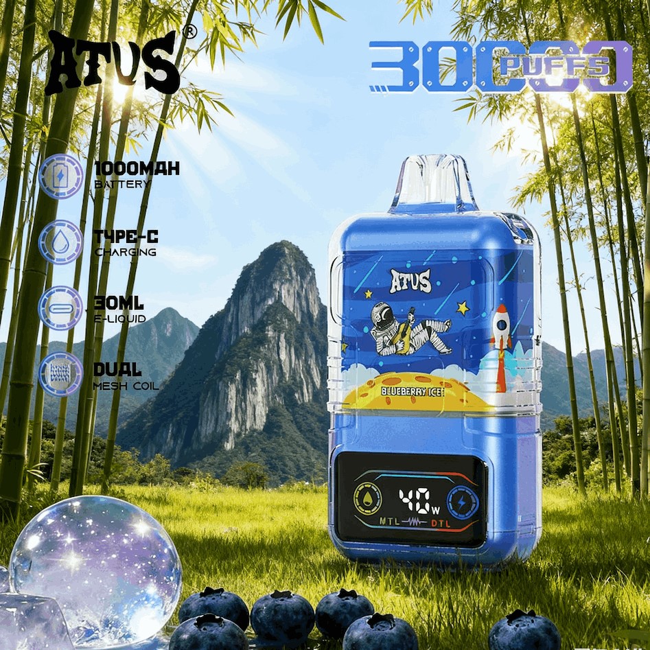 DE021 Einweg E-Zigarette 30000 Züge mit LED-Anzeige wiederaufladbar und einstellbarer Luftstrom MTL DTL ATVS