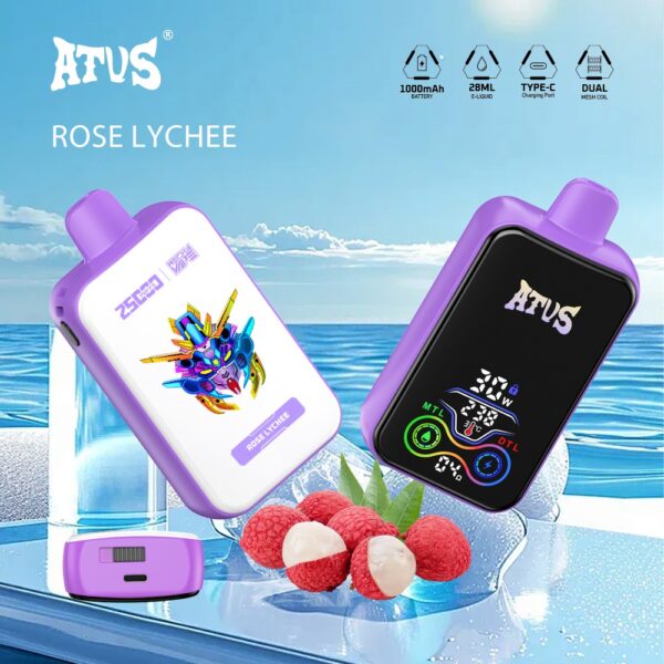 DE022 Einweg E-Zigarette 25000 Züge mit Vollbildschirm wiederaufladbar und einstellbarer Luftstrom ATVS Vape E-Zigaretten