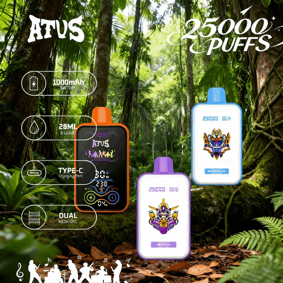 DE022 Einweg E-Zigarette 25000 Züge mit Vollbildschirm wiederaufladbar und einstellbarer Luftstrom ATVS Vape E-Zigaretten