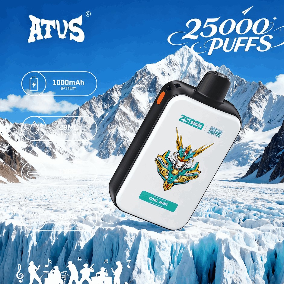 DE022 Einweg E-Zigarette 25000 Züge mit Vollbildschirm wiederaufladbar und einstellbarer Luftstrom ATVS Vape E-Zigaretten