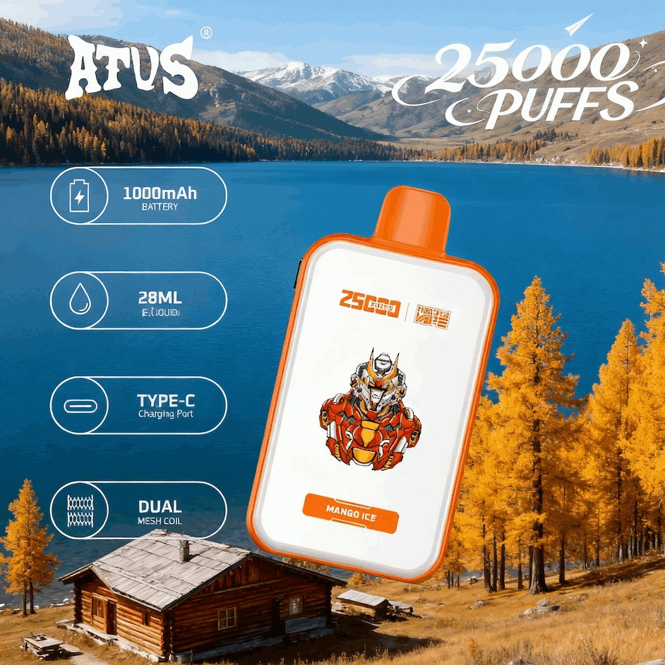 DE022 Einweg E-Zigarette 25000 Züge mit Vollbildschirm wiederaufladbar und einstellbarer Luftstrom ATVS Vape E-Zigaretten