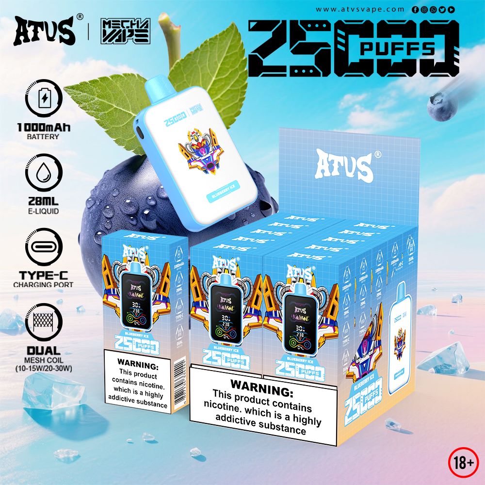 DE022 Einweg E-Zigarette 25000 Züge mit Vollbildschirm wiederaufladbar und einstellbarer Luftstrom ATVS Vape E-Zigaretten