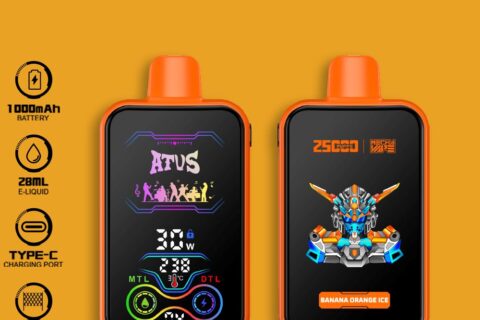 DE022 Einweg E-Zigarette 25000 Züge mit Vollbildschirm wiederaufladbar und einstellbarer Luftstrom ATVS Vape E-Zigaretten