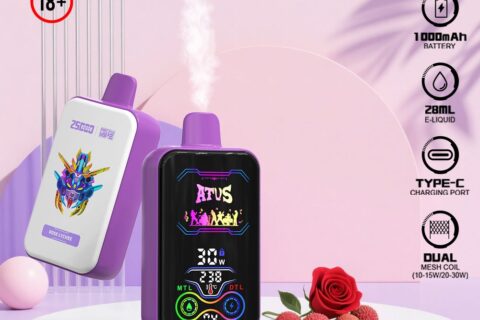 DE022 Einweg E-Zigarette 25000 Züge mit Vollbildschirm wiederaufladbar und einstellbarer Luftstrom ATVS Vape E-Zigaretten