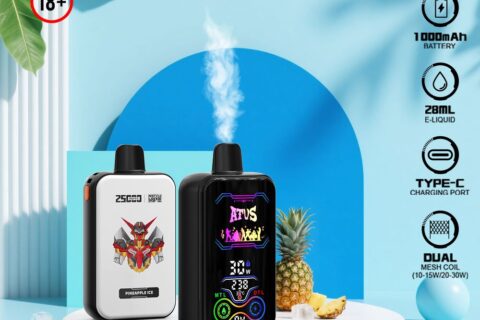 DE022 Einweg E-Zigarette 25000 Züge mit Vollbildschirm wiederaufladbar und einstellbarer Luftstrom ATVS Vape E-Zigaretten